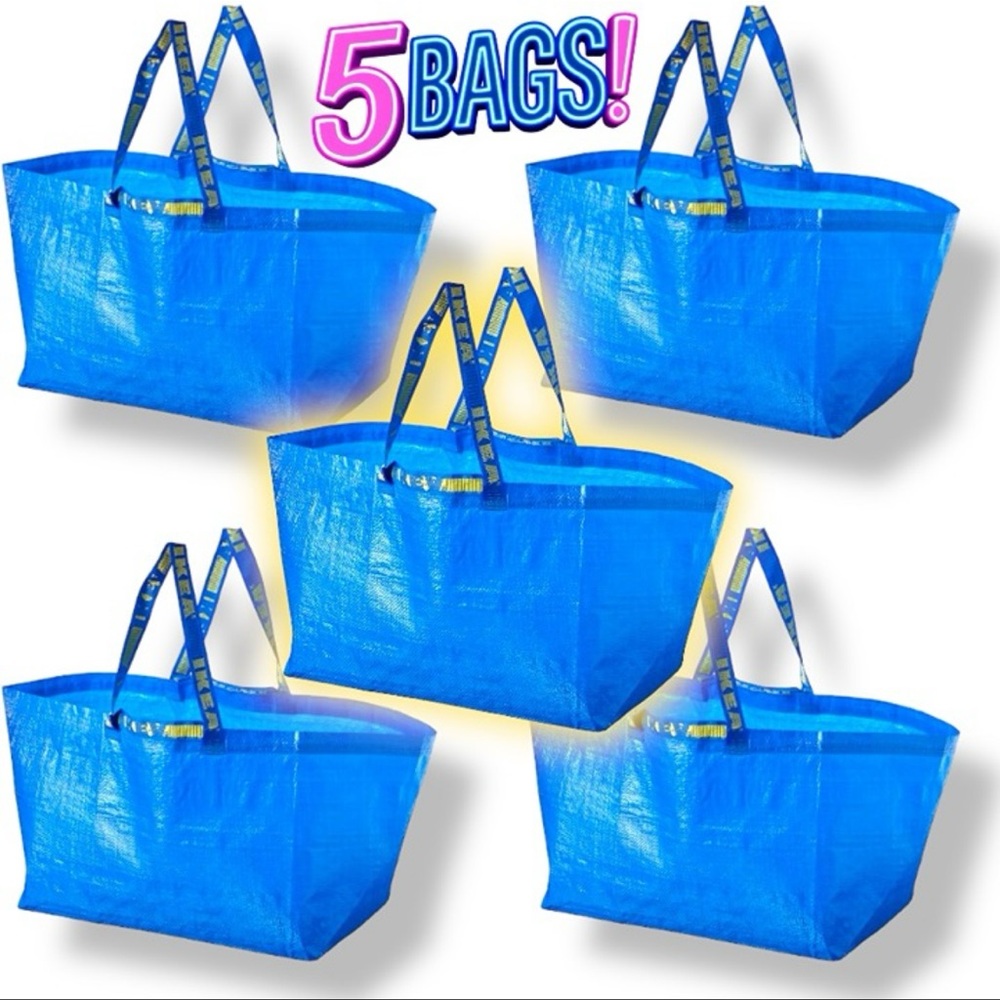 Pack Of 5 IKEA FRAKTA Blue Large Bag 19 Gallons Storage Landry